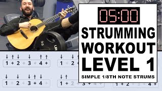 5 Minute Beginner Strumming Workout amp Technique Lesson How to StrumTutorial [upl. by Lama73]