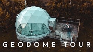 STAY IN OUR TINY GLAMPING HOME  GEODOME ROOM TOUR [upl. by Suirtemid]