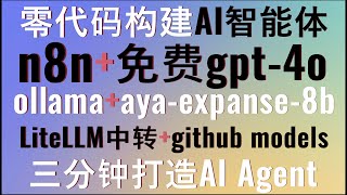 零代码构建AI智能体！本地部署n8nLiteLLM免费gpt4o！ollamaayaexpanse8b大模型！GitHub models免费API！打造专业级科技新闻撰稿AI Agent！ [upl. by Coussoule395]