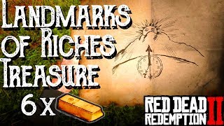 RDR2 Landmarks of Riches Treasure  EASY 6x Gold Bars 3000 Map Locations and Full Guide [upl. by Nerfe859]