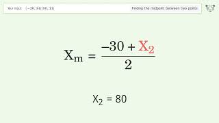 Find the midpoint between two points p1 3094 and p2 8033 StepbyStep Video Solution [upl. by Dorothee]