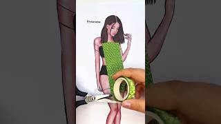 Dress making with tape 💚✨ fashion fashiondesign fashiondesigner dress [upl. by Airenahs]