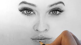 How to draw shade realistic eyes nose and lips with graphite pencils  Step by Step [upl. by Neleh947]