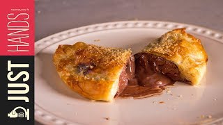 Quick Chocolate Banana Calzone  Akis Petretzikis [upl. by Htyderem29]