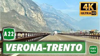 4K  Autostrada A22 del Brennero  Verona  Trento  Real Time [upl. by Lapham]