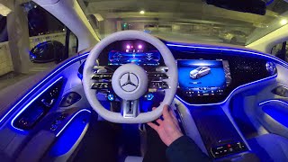 2022 Mercedes 760HP EQS53 AMG NIGHT DRIVE New EQS53 POV Interior Ambiente Drive [upl. by Rici]