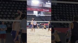 WILD rally between Sweden and USA beachvolleyball sweden gold usavolleyball [upl. by Dewie]