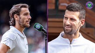 quotI like to be challengedquot  Lorenzo Musetti  Quarterfinal Oncourt Interview  Wimbledon 2024 [upl. by Essirehs]