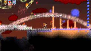 Terraria  Triple Boss Fight during unexpected Blood Moon [upl. by Dierdre662]