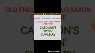 History of English Literature Old EnglishAnglo Saxon Literature CAEDMONS HYMN Summary [upl. by Aldora]