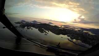 Wideroe Dash 8300 cockpit view landing Florø Norway [upl. by Atirma783]