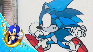 Classic Sonic 25th Anniversary Street Art [upl. by Aznaed]