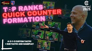 Top Ranks META formation  4213 QUICK COUNTER  SETUP amp PC GAMEPLAY  eFootball™2025 [upl. by Amikahs787]