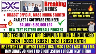 🔥 FINALLY DXC TECHNOLOGY OFFICIAL MASS HIRING ANNOUNCED  OFF CAMPUS DRIVE 2024  2023  2022 BATCH [upl. by Williamsen]