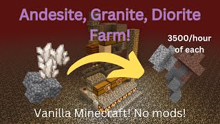 Granite Andesite Diorite Farm Vanilla NO MODS 50 Stacks per hour tutorial minecraft [upl. by Fulvia187]