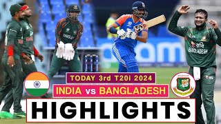 India vs Bangladesh Highlights 2024  India vs Bangladesh 3rd T20 Highlights 2024  Axar Patel [upl. by Hctub]