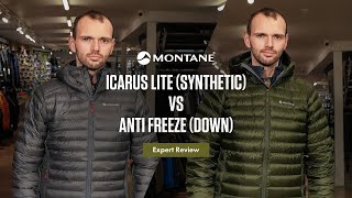 Montane Icarus Lite synthetic vs Montane Anti Freeze down jacket  Expert Review 2023 [upl. by Yrneh]