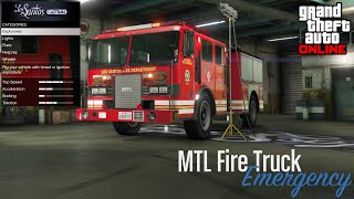 GTA Online  MTL Fire Truck Customization [upl. by Eelorac]