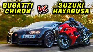 Suzuki Hayabusa vs Bugatti ChironDrag Race Comparison SuzukiHaybusa BugattiChiron [upl. by Tucker366]