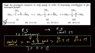 Rank the resonance structure in each group in order of increasing contribution [upl. by Kenney964]