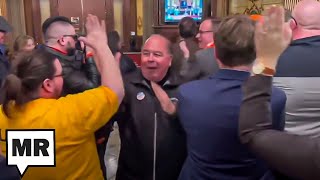 VICTORY Union Workers Celebrate End Of ‘Right To Work’ Laws In Michigan [upl. by Ayarahs767]