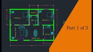 Making a simple floor plan in AutoCAD Part 1 of 3 [upl. by Adorne756]