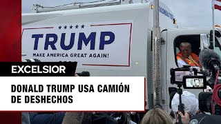 Trump llega a acto de campaña en un camión de basura [upl. by Muhammad846]