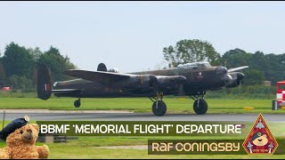 BATTLE OF BRITAIN MEMORIAL FLIGHT BBMF DEPARTURE RAF CONINGSBY • LANCASTER SPITFIRE amp HURRICANE [upl. by Nnaeitak]