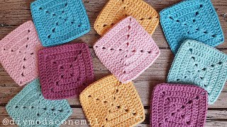 Como tejer el sencillo cuadrado granny a crochet paso a paso [upl. by Kellyann]