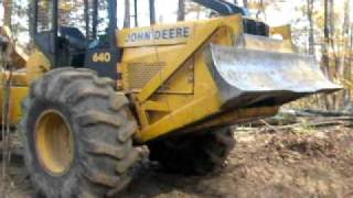 Logging with John Deere 640 Skidder 1192010 193 [upl. by Amathist]