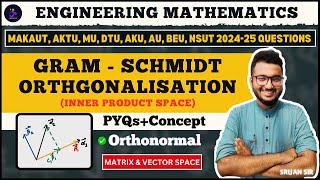 GramSchmidt Orthogonalisation  Orthonormal  Inner Product Space  MAKAUT PYQ  Linear Algebra [upl. by Eddy]