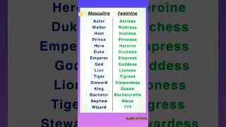 Masculine vs Feminine learnenglish vocabulary masculine feminineenglish [upl. by Cindee153]