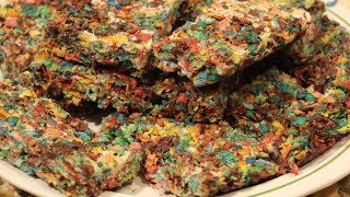 CEREAL TREATS  FRUITY PEBBLES MARSHMALLOW TREAT RECIPE  Cheryls Home Cooking [upl. by Majka21]