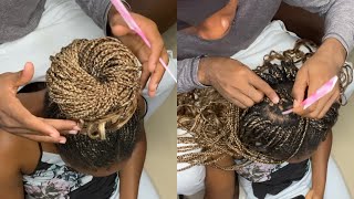 Satisfying ASMR scalp scratching on braided ponytailAfrican Shuku [upl. by Ahsaetal489]