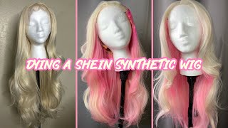 DYING A SYNTHETIC WIG FROM SHEIN  Acrylic Ink Method [upl. by Laryssa456]