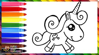 Drawing And Coloring A Unicorn 🦄🌈 Drawings For Kids [upl. by Assilak]