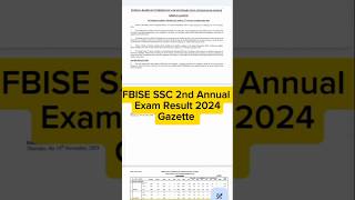 FBISE SSC 2nd Annual Exam Result Gazette 2024 fbisessc2ndannualexamresultgazette youtubeshorts [upl. by Samtsirhc]