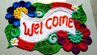 welcome rangoli designs 791 [upl. by Hayouqes167]