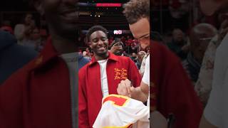 Desi got the signed gameworn jersey from Trae 🙌❄️✍️ traeyoung parlay desibanks4real [upl. by Chivers428]