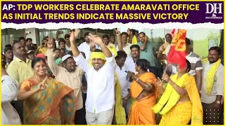 AP Assembly Election Result TDP workers celebrate outside party office in Amaravati  LS Polls 2024 [upl. by Launce]