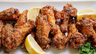 CRISPY OVEN BAKED LEMON PEPPER CHICKEN WINGS  THE BEST LEMON PEPPER WINGS [upl. by Eelac]