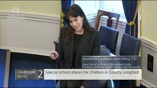 Special School Places for children in County Longford Seanad Commencement Matter 270224 [upl. by Bissell]