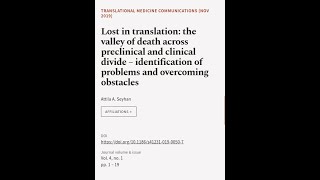 Lost in translation the valley of death across preclinical and clinical divide – ide  RTCLTV [upl. by Cassady]