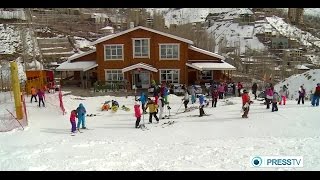 Iran Women sport Darbandsar ski resort ورزش بانوان پيست اسكي دربندسر تهران ايران [upl. by Wiburg]