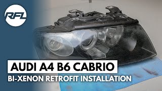 Audi A4 B6 convertible cabrio Bi Xenon retrofit projector installation [upl. by Anazus]