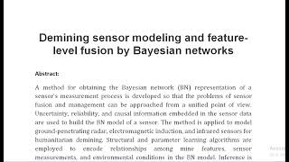 Demining sensor modeling and feature level fusion by Bayesian networks [upl. by Cassady450]