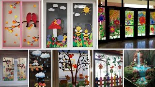 Classroom decoration ideas  windows decoration ideas  preschool windows decoration designs [upl. by Enihpled]