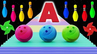 ABC phonics with Bowling pin  Alphabets with bowling ball  Bowling Ball Adventure For Kids [upl. by Roye]