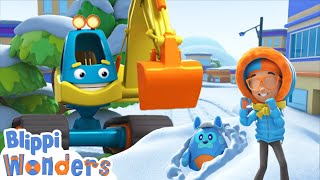 Blippis Snowy EXCAVATOR Song  Blippi Wonders Educational Cartoons [upl. by Sisi622]