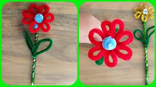 Making daisy flowers using chenille DIY gift ideas [upl. by Nimsaj]